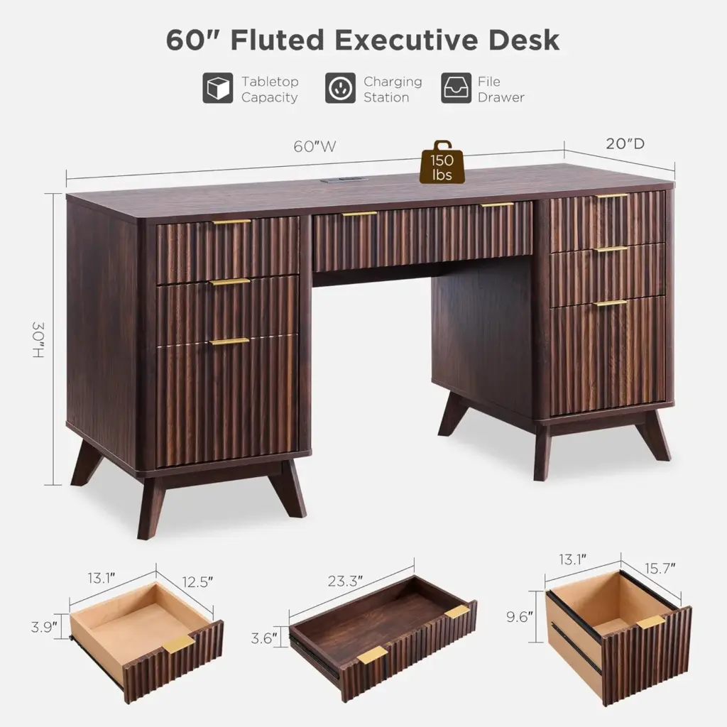 T4TREAM 60-inch corner desk featuring vertical CPU tower compartment