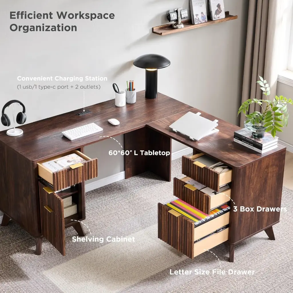 T4TREAM executive desk showing letter-size file drawer and storage cabinet