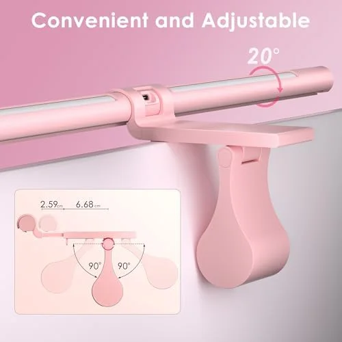 Quntis 16.1-inch pink monitor lamp with remote control for adjustable desk lighting