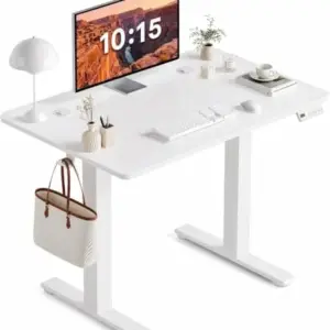Claiks 32-inch white electric standing desk with adjustable height