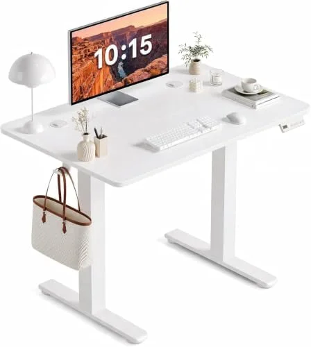 Claiks 32-Inch Electric Standing Desk – White Adjustable Sit-Stand Desk