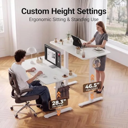 Claiks compact white sit-stand desk for small home offices