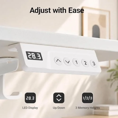 Claiks 32-inch white electric standing desk with adjustable height